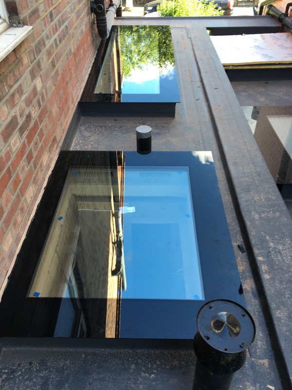 Multiple flat roof skylights on extension in Bloomsbury